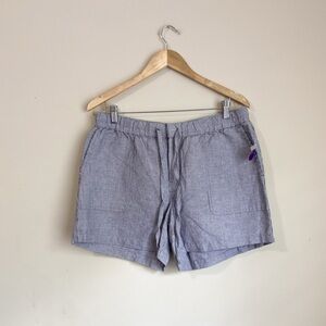 NWT Liz Claiborne Linen Cotton Gray Striped Shorts